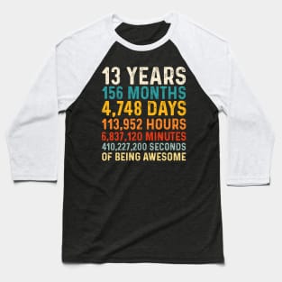 13 Years old of Being Awesome, 13th Birthday Gift Vintage Baseball T-Shirt